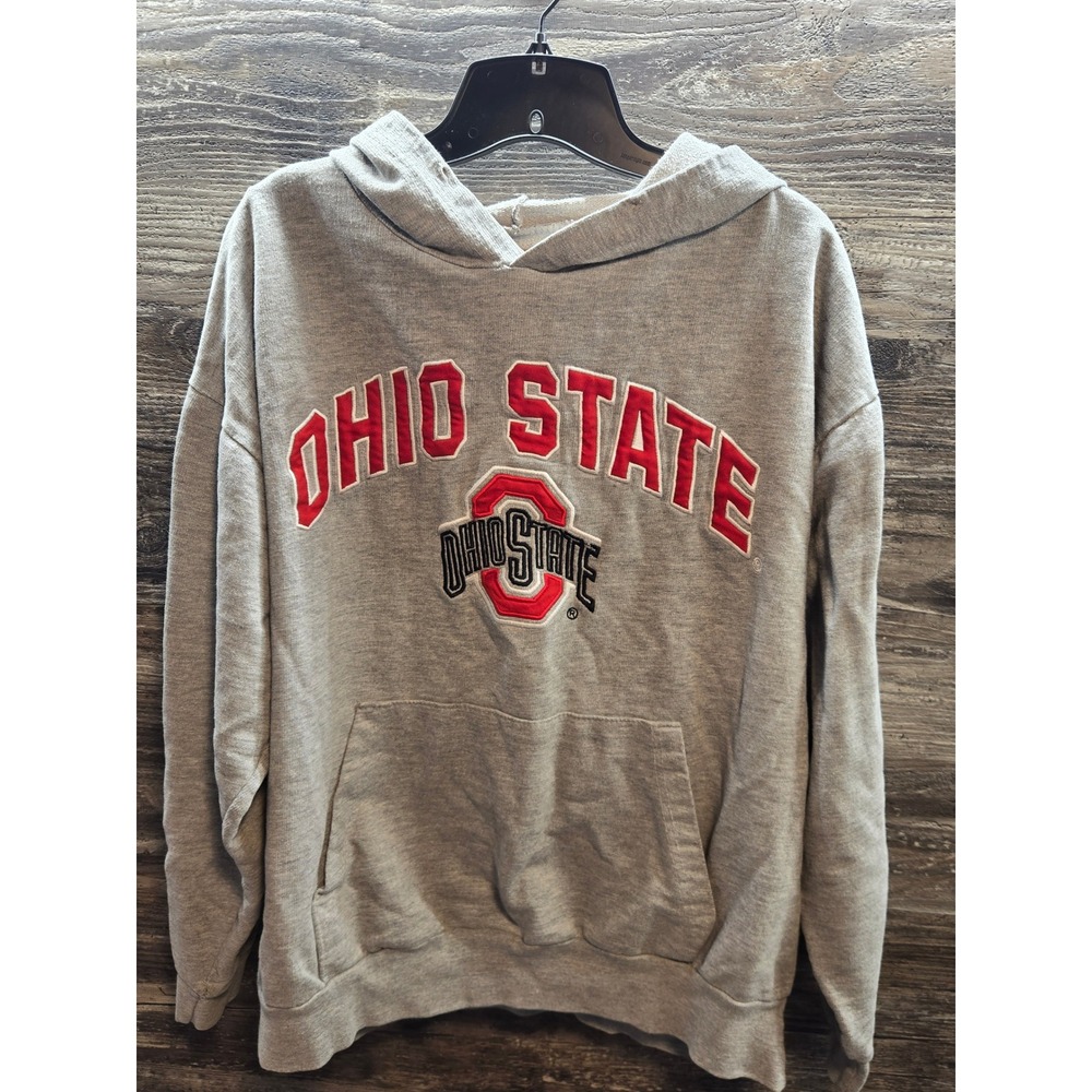 Vtg Big Ball Sports Ohio State Buckeyes Hoodie Gray Embroidered XL NC780 Vintage
